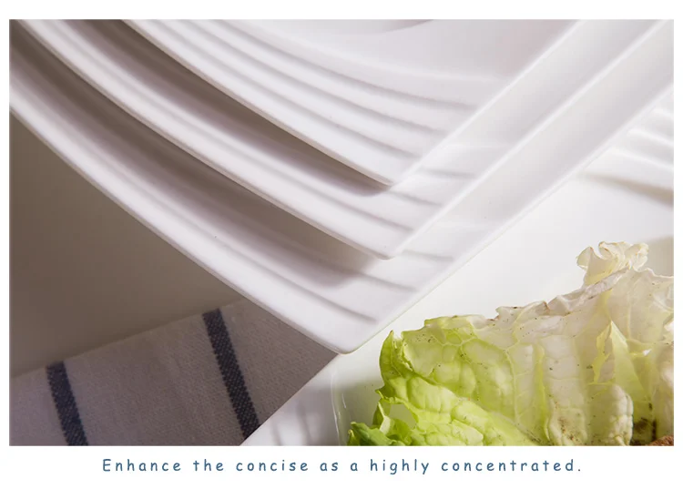 Restaurant Microwave Safe Porcelain Square Dinner Plate Pasta Plate