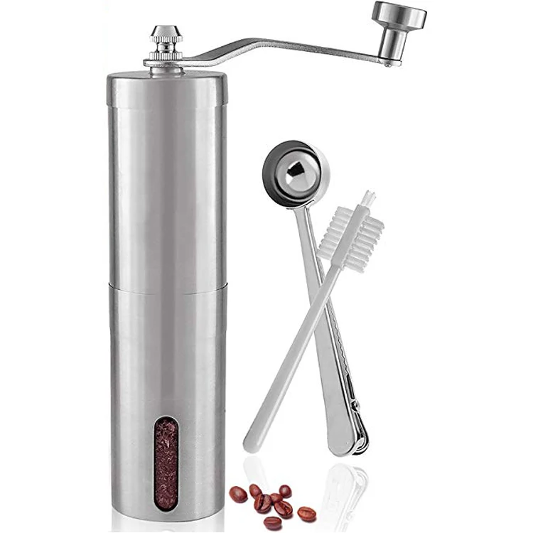 Stainless Steel Cordless Portable Manual Coffee Grinder,Conical Burr Hand Coffee Bean Grinder ...