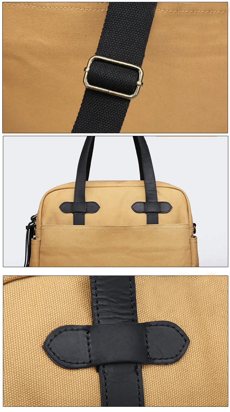 British design leisure daily using custom vintage top grain canvas leather unisex shoulder bag