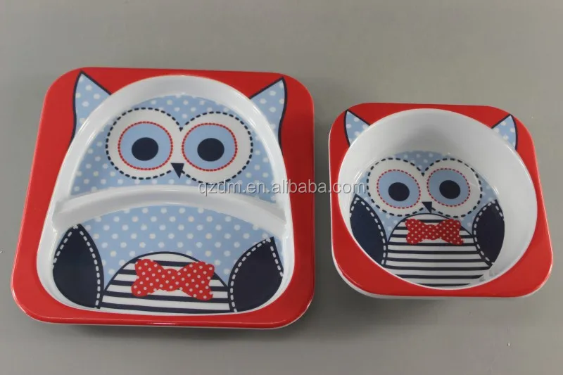 2pcs Square Melamine Kid's Dinnerware set , melamine Baby dinner set
