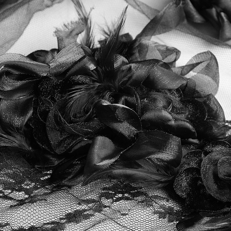 S-224 punk veils 3D rose flower long lace veils for wedding