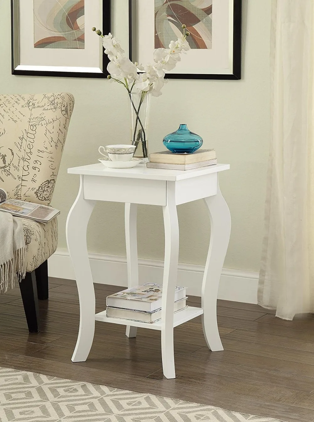 White Finish Curved Legs Accent Side End Table With Bottom Shelf Nightstand Buy Curved Wooden Leg Side Table Cheap Side Tables Unique End Tables Product On Alibaba Com