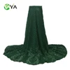 2017 big heavy lace green color embroidery fabric African tulle net lace with beads/sequence/rhinestone