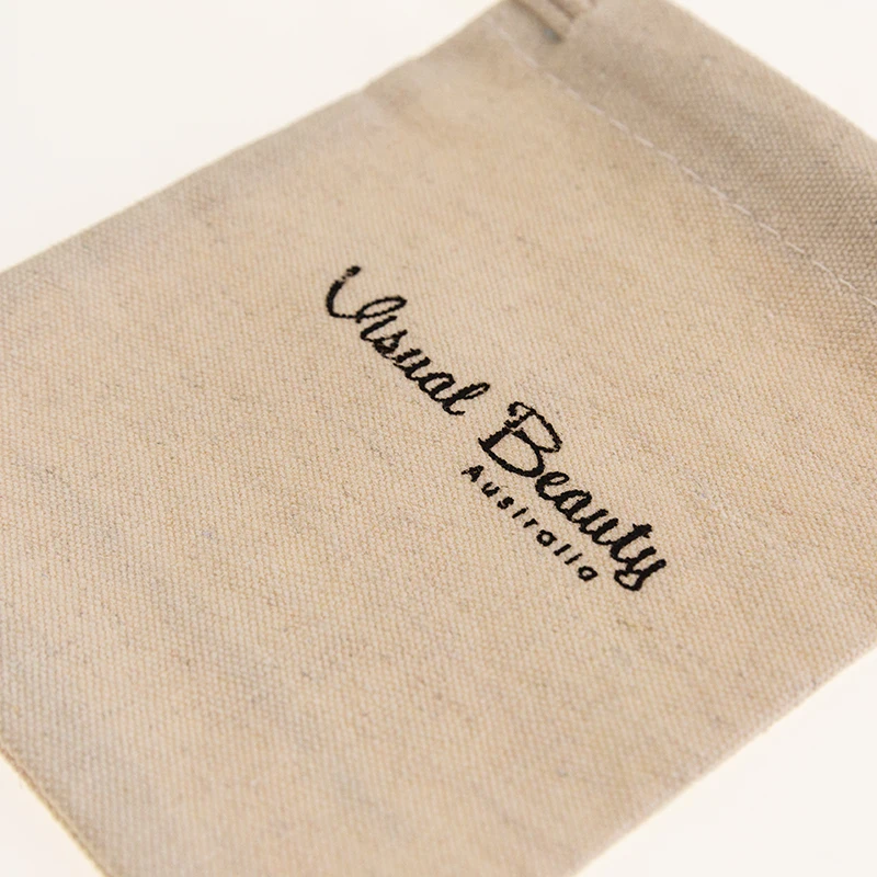 Letter logo custom printed natural eco friendly cotton fabric strong durable canvas drawstring bag for sale