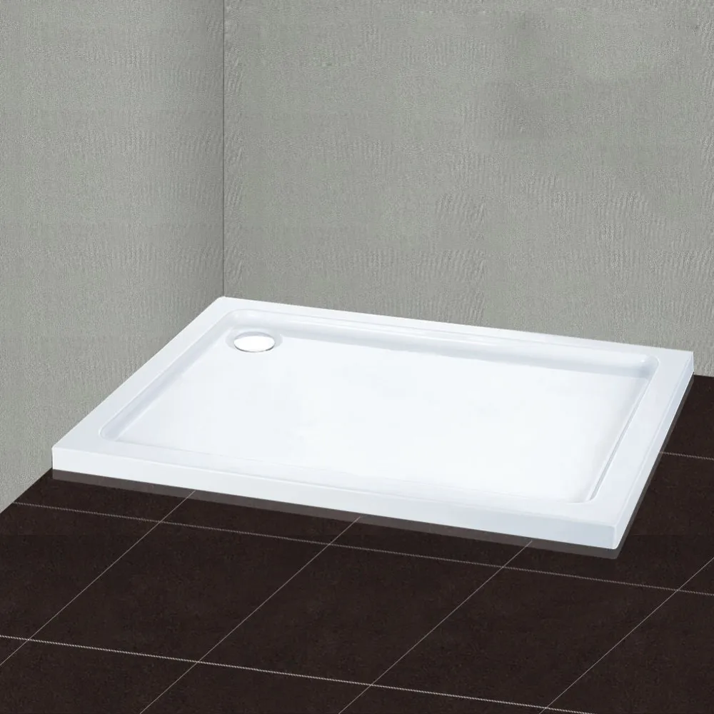 1000*800*40 Mm Portable White Acrylic Rectangle Slim Reinforced With Resin Shower Tray With