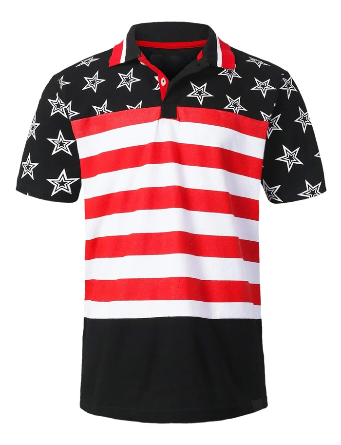 Fashion Mens Striped T Shirt Printing Usa Flag Tshirts 100 Polyester ...