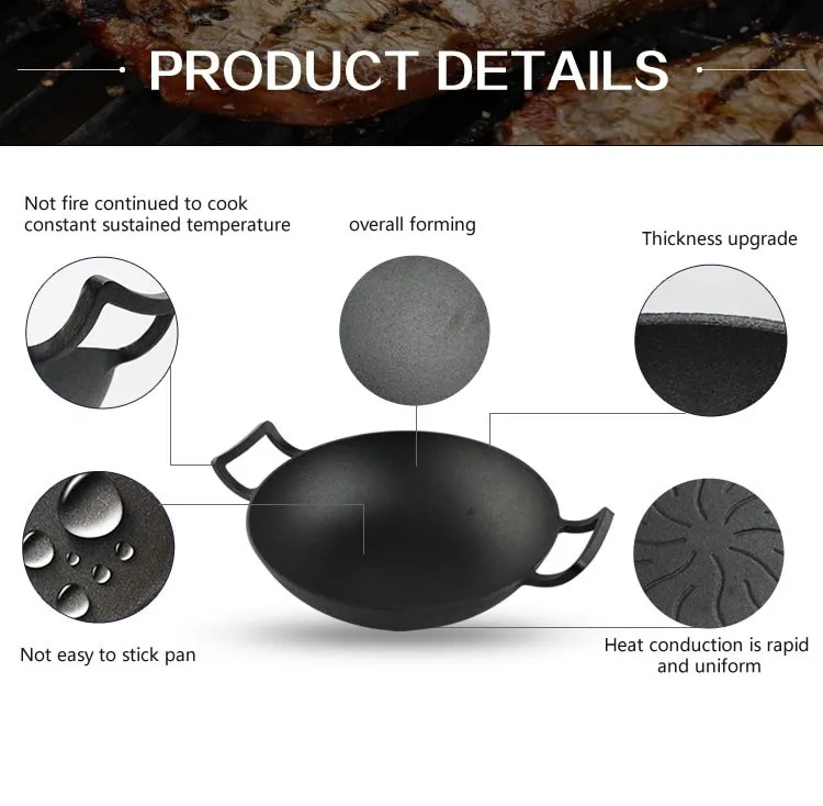 Hot Selling Chinese Cast Iron Cooking Wok With Lid Buy Cast Iron Wok