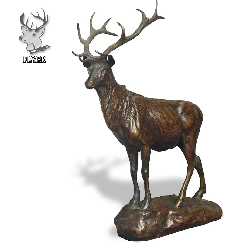 Home Decoration Life Size Antique Brass Deer Sculpture Deer Family