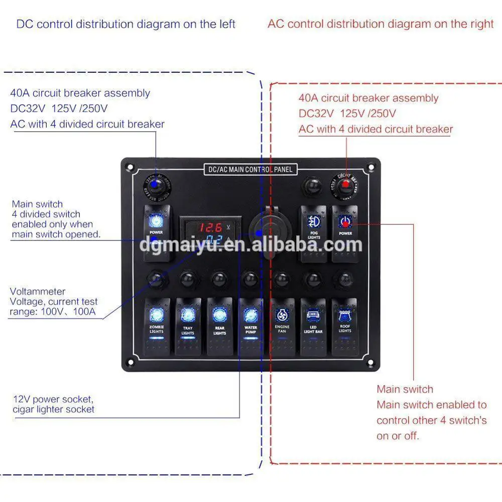 10 Gang Waterproof Car Automatic Boat Marine Led Ac Dc Rocker Switch Panel With Circuit Breaker Buy 10 Gang Switch Panel Ac Dc Switch Panel Dc Control Panel Product On Alibaba Com