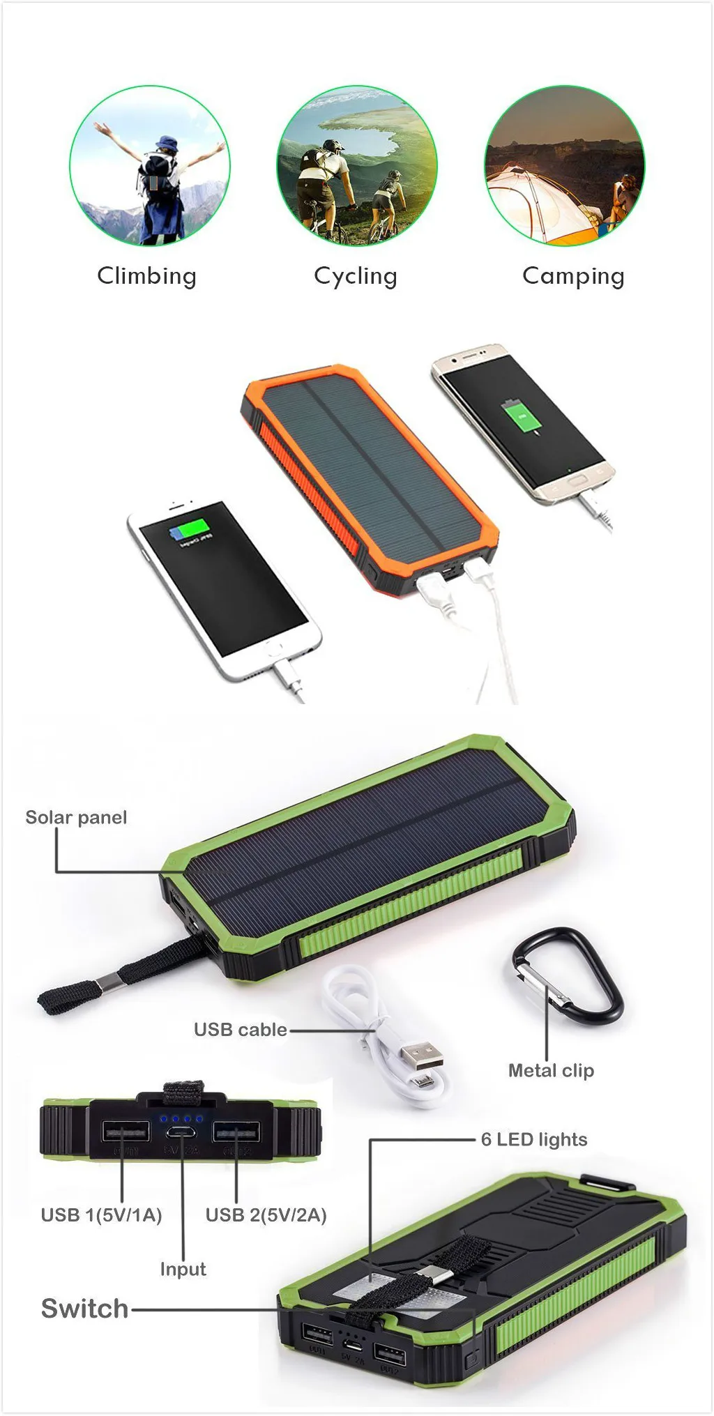 Paypal accepted hot products powerbank 10000mAh solar panel - ANKUX.COM
