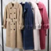 Women Oversize Teddy Jacket Coat Plus SizeThick Double-breasted Button 100% Real Lamb Sheep Long Teddy Coat