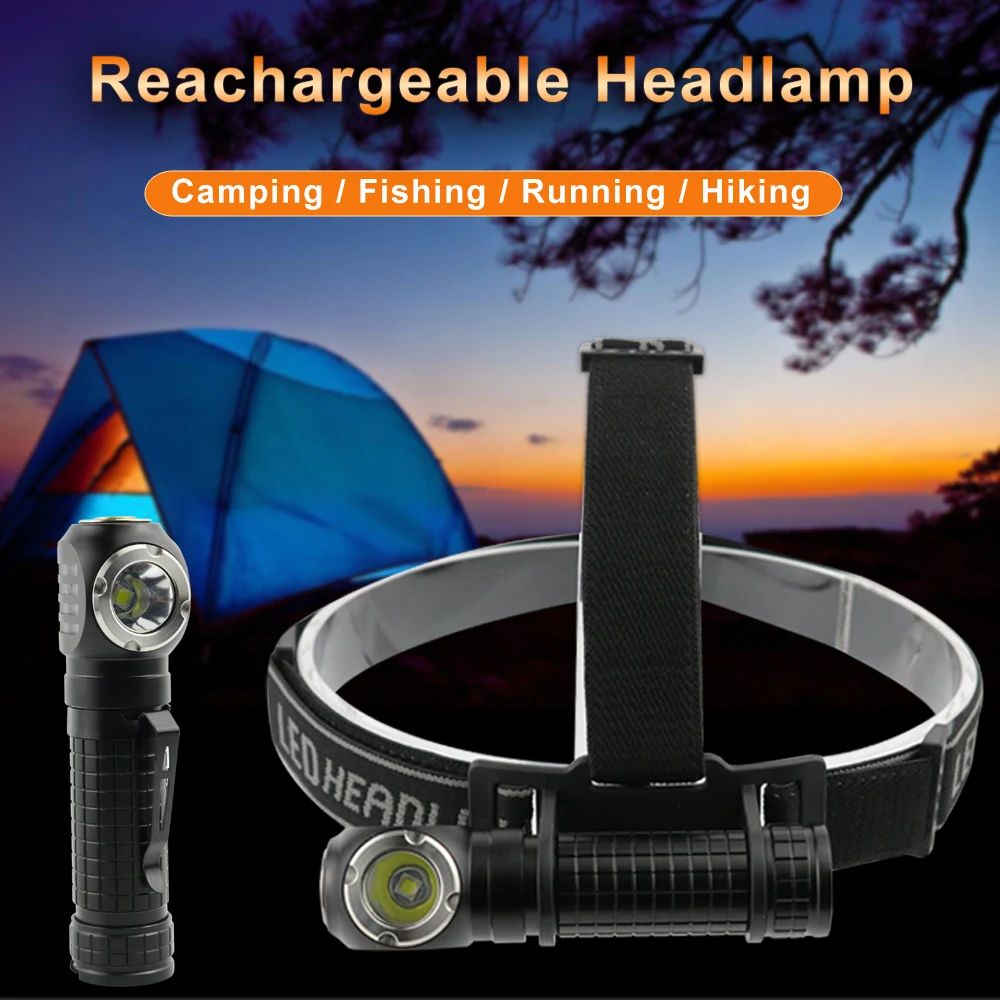 2 in 1 rechargeable head torch aluminum alloy headlamp with flashlight manufacture