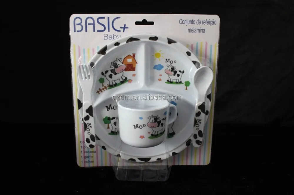 Melamine Kid's Dinner set Dairy cattle print