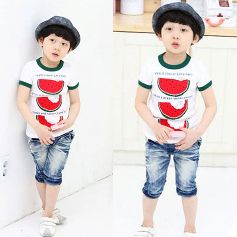 Super Cute Summer Kid Toddler Watermelon Tops Cozy T Shirt Child Boys Short Sleeve Tee Shirt