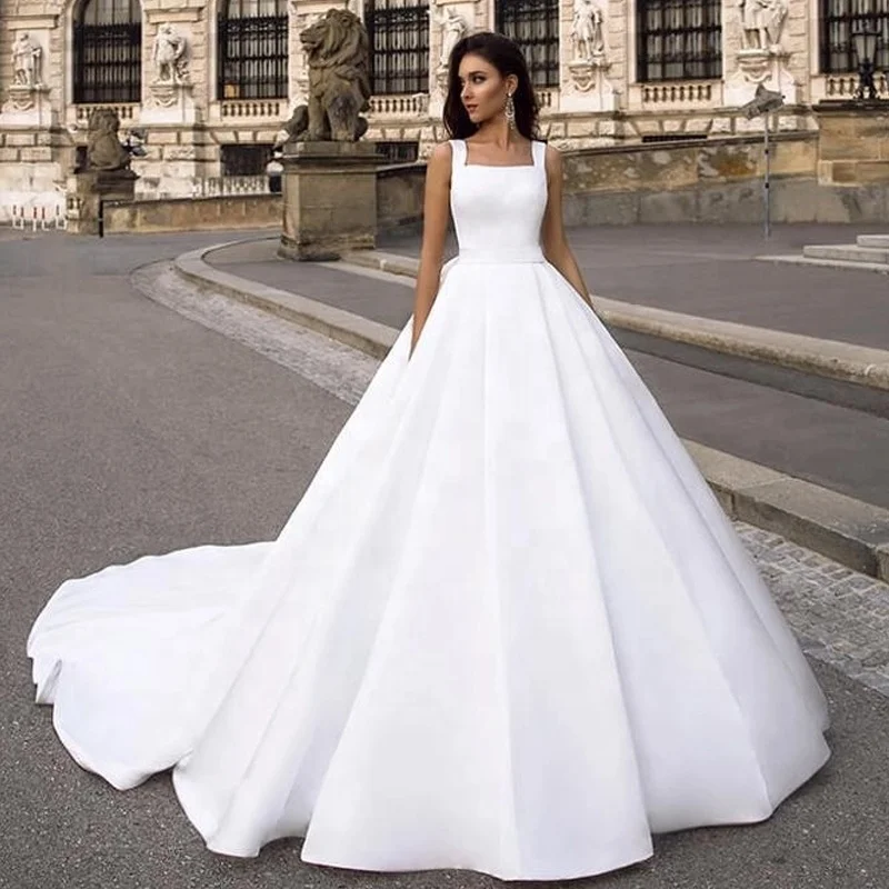 plain simple white wedding dresses