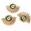 CZ7539 New Cubic Zirconia Eye Connectors,Diamond CZ Micro Abalone Shell Pave Eye Charm Connectors