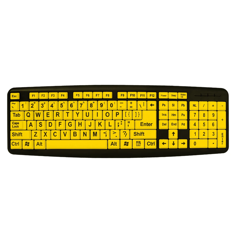 2023 New Yellow Big Letters Keyboard Large Print 104 Keys Big Font