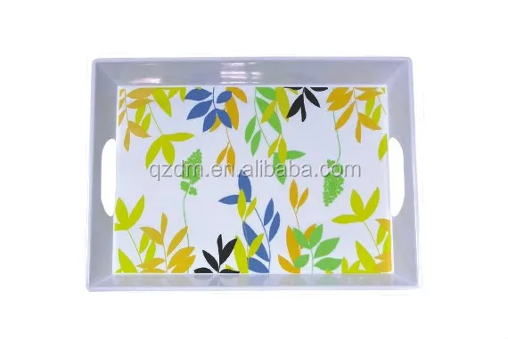 39x27cm Wholesale Melamine Serving Tray , Plastic Tray with handle