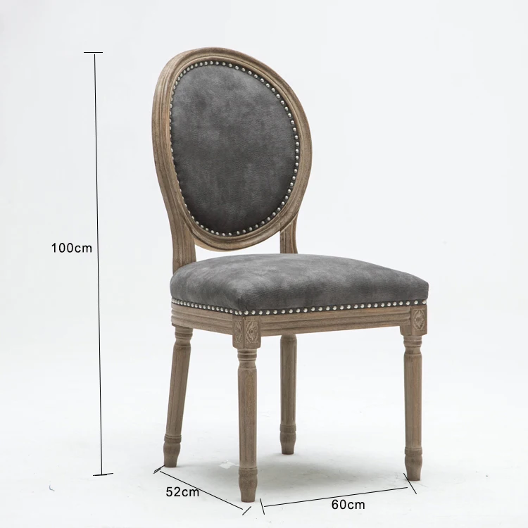 French Country Antique Style Oak Wood Linen Fabric Upholstered French Country Antique Style Oak Wood