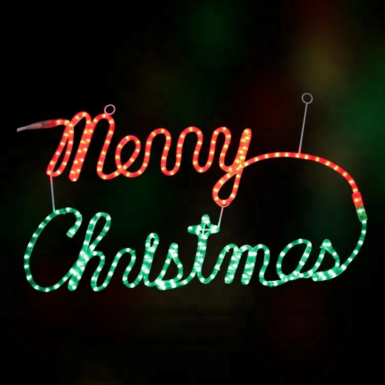 2D Incandescent Rope light Merry Christmas Sign