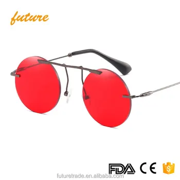 red tinted round sunglasses