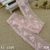 1.5 inch pick floral embroidered net garment trim