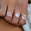 Fashion Irregular natural moonstone bohemia rings in 4 colors