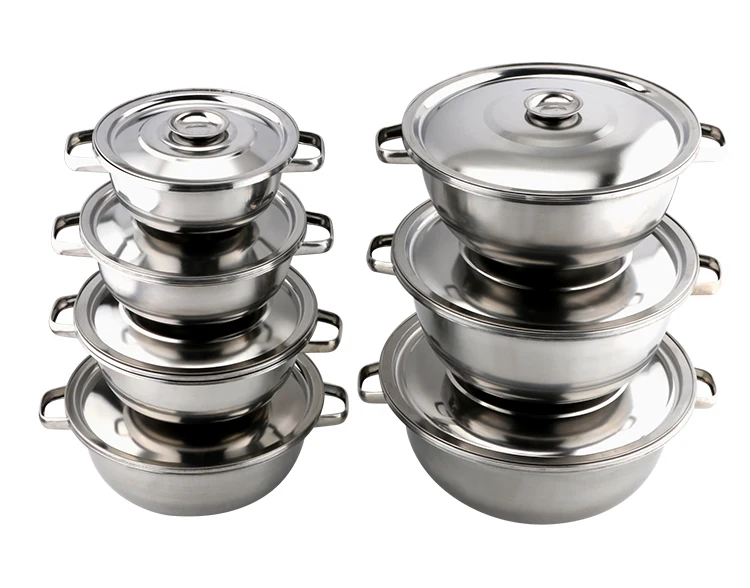 Hot Sale Stainless Steel Cooking Pot Double Handle Cookware Set Indian