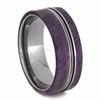 Hot Selling Wood Jewelry Titanium Ring Purple Stabilized Dyed Box Elder Wood Wedding Band With Guitar String Ring