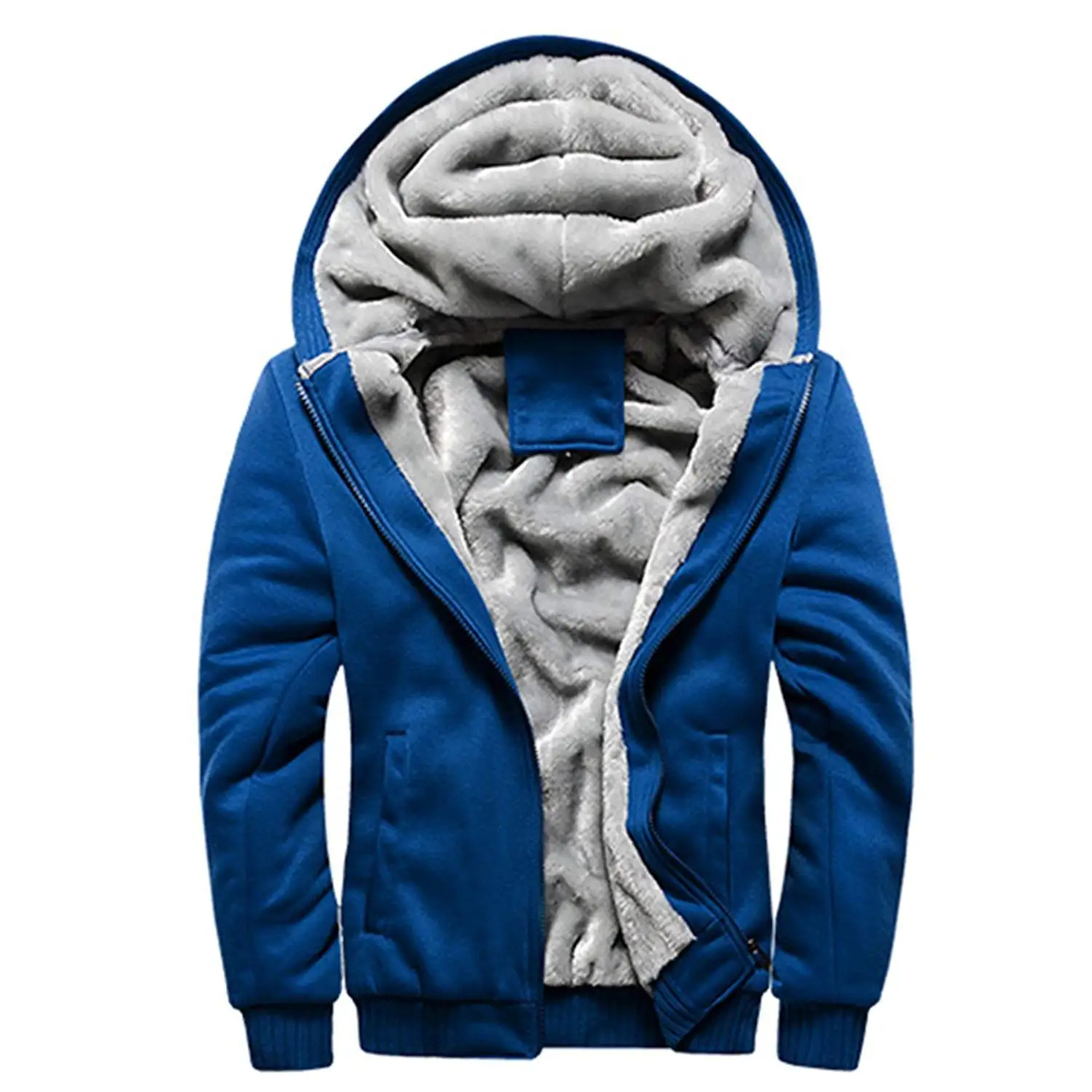 fleece lined hooded nylon jacket