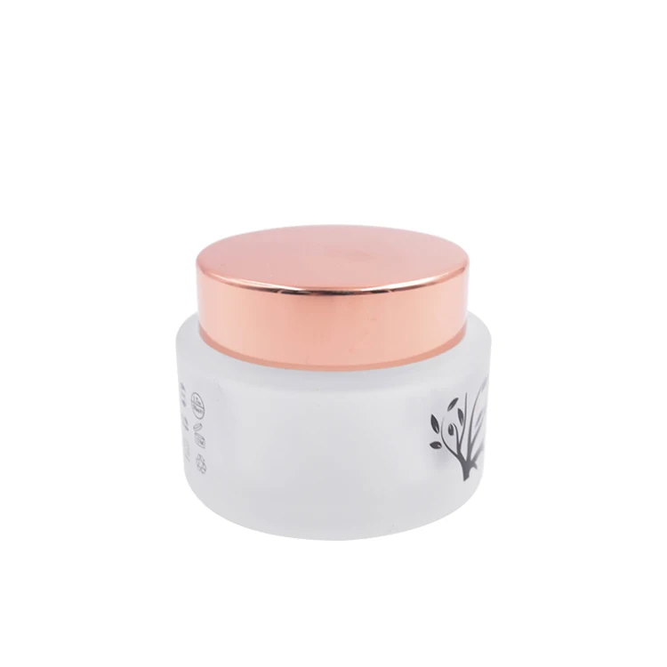 Hot Selling Clear Frosted Cosmetic Glass Hair Cream Jar With Rose Gold