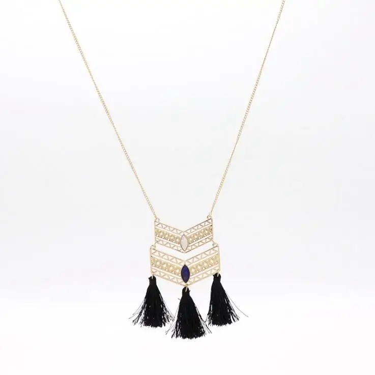 Perimeter 76cm 29g Extra Long Vintage Inspired Gypsy Black Tassel Necklace