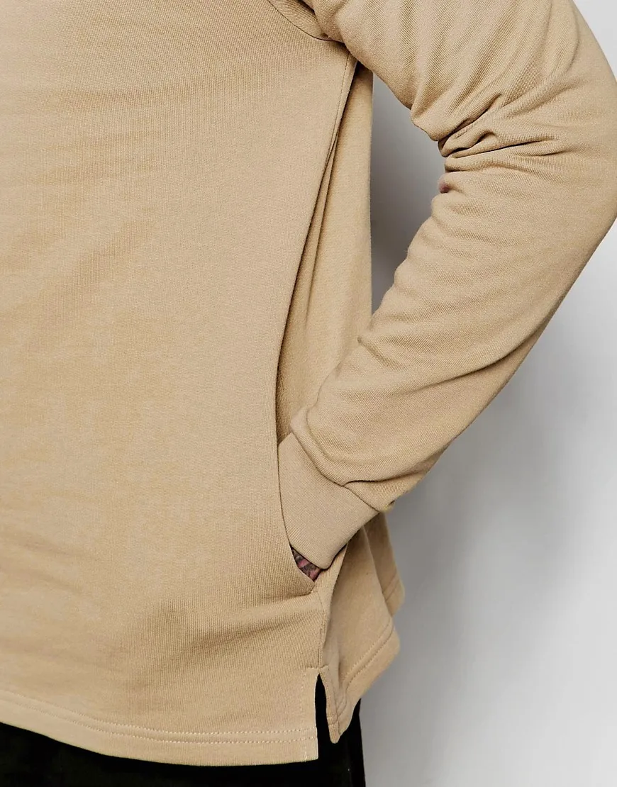 Plain Man's Hoodie 100 Cotton China Custom Wholesale Lightweight Hoodie Without Pocket In Beige 
