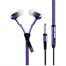 Hot Sale Top Quality 3 5mm Jack Metal Zipper Head Earphone Fashion Headphones with Microphone Stereo