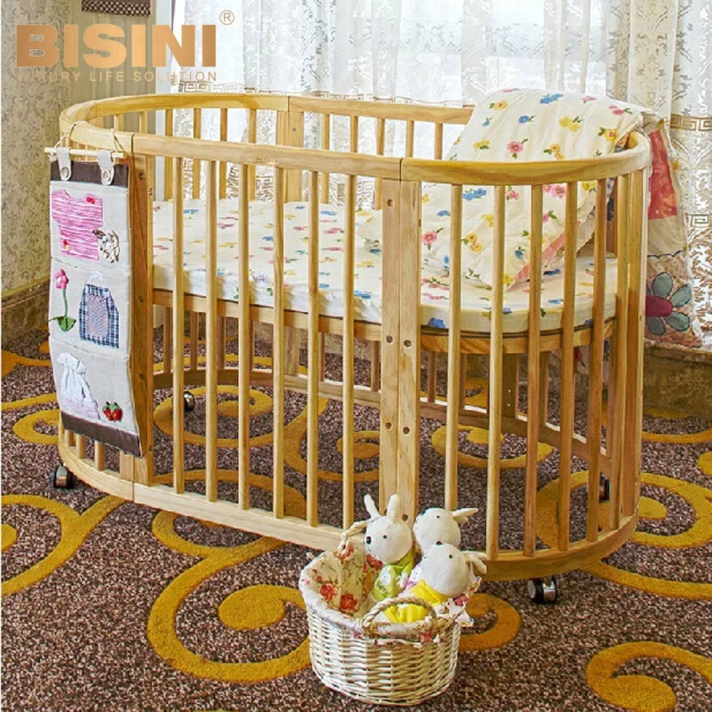 Bisini American Styled Convertible Round Crib Solid Wood New Born