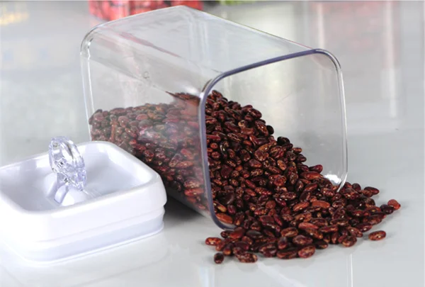 1900ml 64oz Wholesale plastic Food storage clear empty sealed square weed container with lid for Nut snack packaging