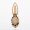 Wholesale antique bronze metal bookmark bezel tray setting pendant for 18*25 cabochon
