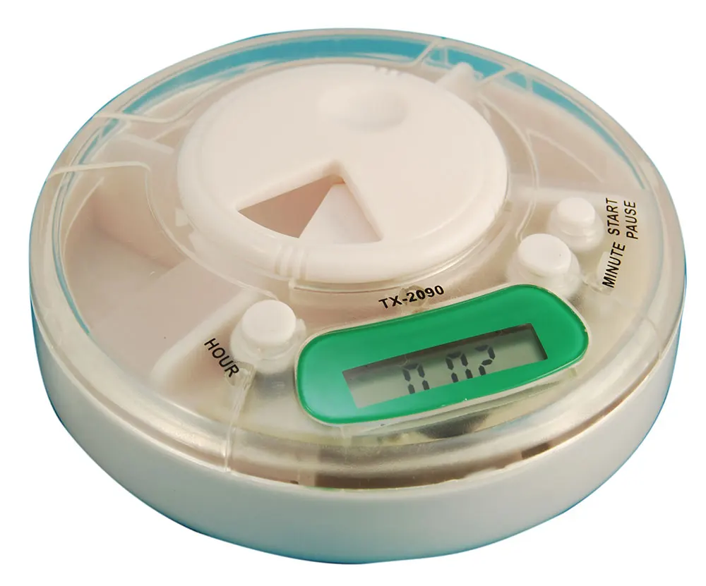 Medication 6 Compartments Digital Alarm Reminder Pill Box Timer Lock