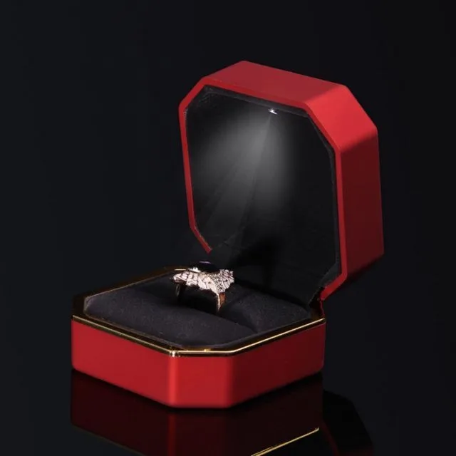 Luxury Led Light Jewelry Ring Box Boxes Display Jewellery Case - Buy 