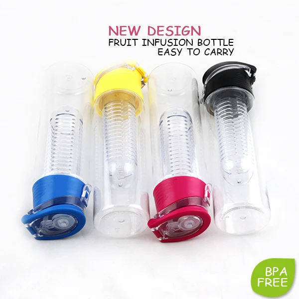Leak proof BPA Free Cute color kids water bottle tritan fruit infusion bottle with infuser