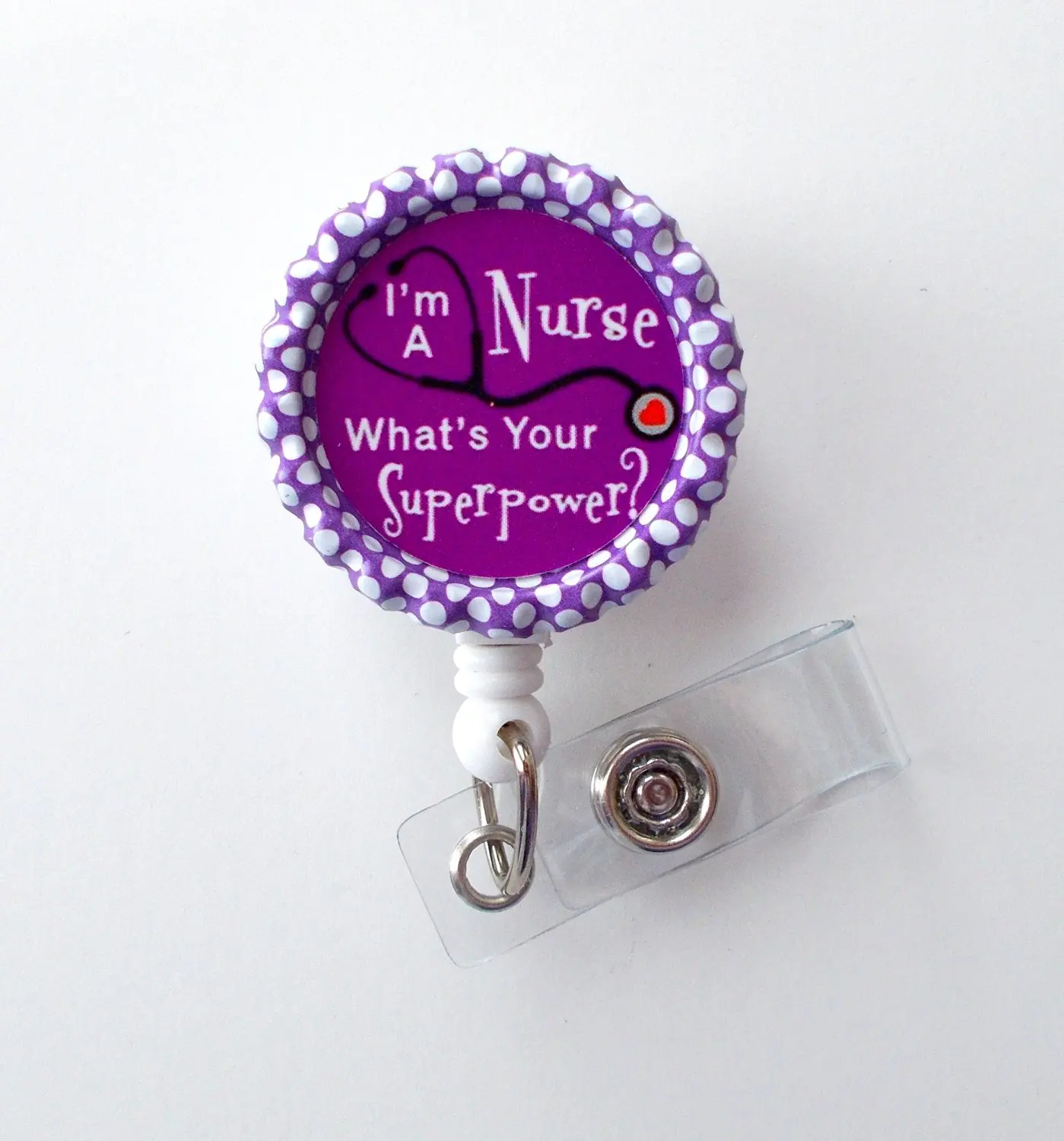 I'm a Nurse What's Your SuperPower Purple - Name Badge Holder - Cute Badge Reels - Nurse Badge - Nurse Gift - Nursing Badge - RN Badge