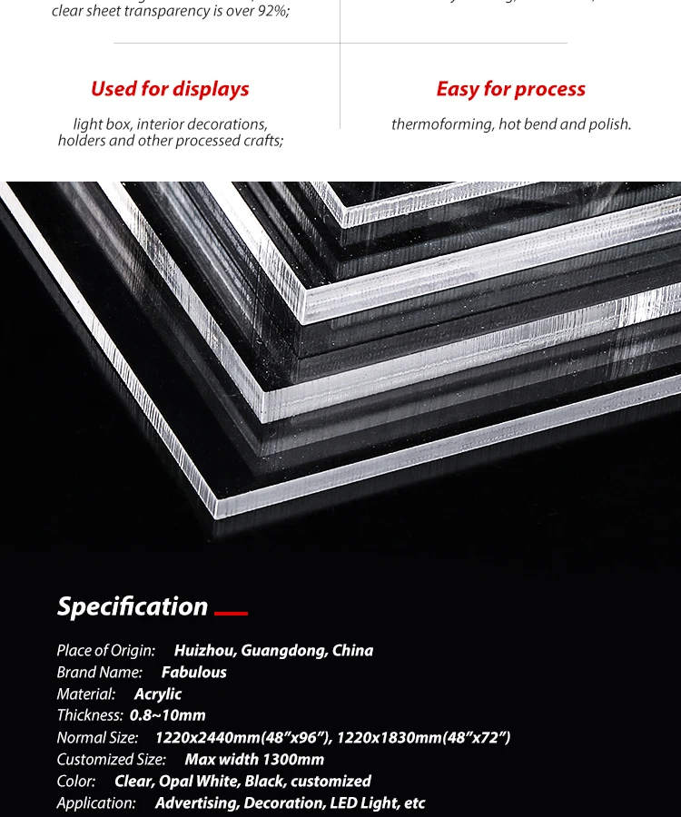 Red Acrylic Perspex PMMA Recyclable Mirror Sheet