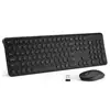 iClever 2.4G Portable Wireless Keyboard Mouse Rechargeable Battery Ergonomic Design Full Size Wireless Keyboard and Mouse Combo