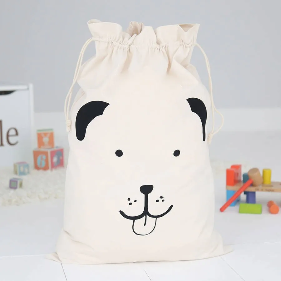 Nordic Style Canvas Fabric Toys Storage Bag Kids Drawstring Storage