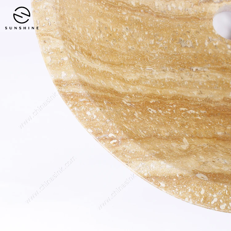 Antique Style Beige Travertine Marble Stone Hand Wash Sink Bowl