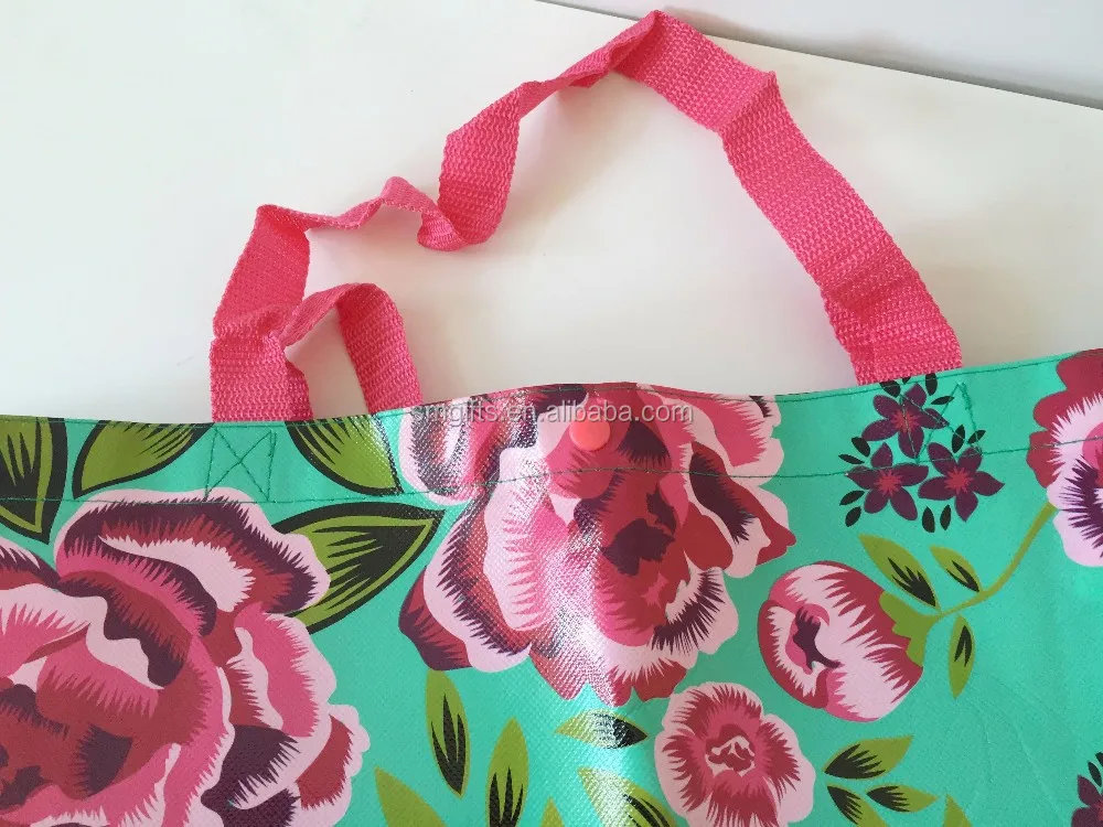 floral reusable grocery bags