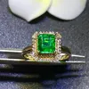 In Stock Cheapest Vivid Green Gemstone Yellow Gold 18K Antique Promise Ring