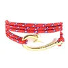 Fashion Punk Style Alloy Bangle Weave Wax Rope Bracelets Anchors Cuff Bracelets