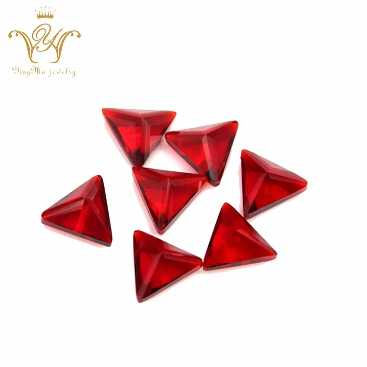 Factory Direct Sale Red Transparent Triangle Cut Glass Gems Stone In
