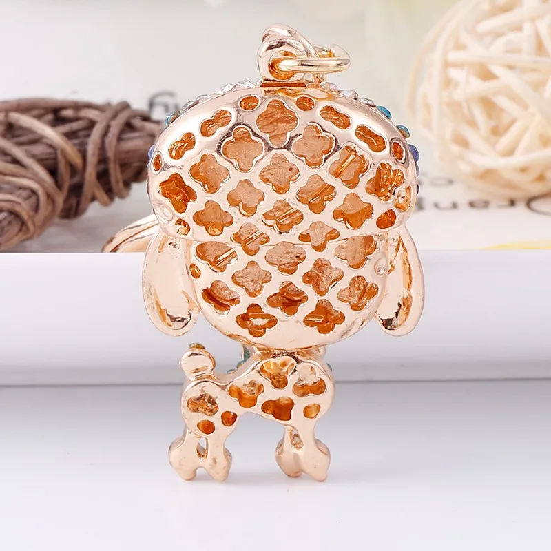 时尚光豪华可爱钻石动物钥匙扣玩具合金狗钥匙扣